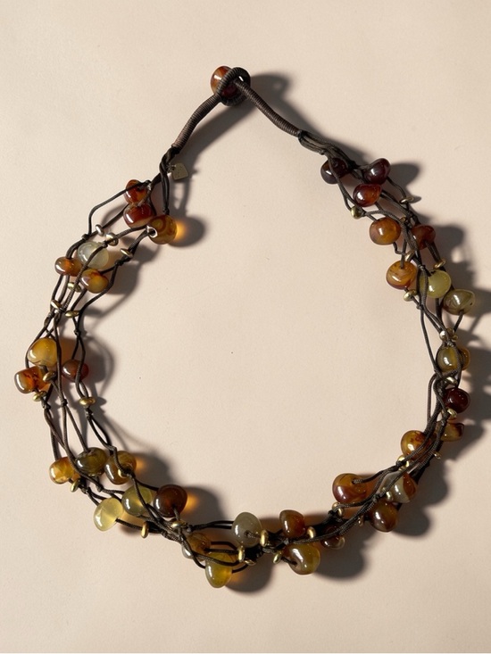 Cookie Lee Jewelry - Cookie Lee Agate Beaded Necklace – Multi Strand Brown & Amber Tones